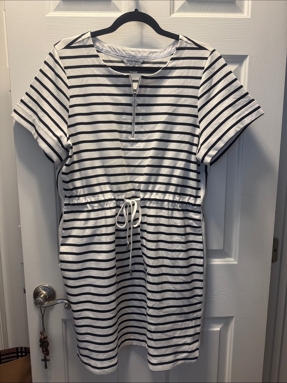 Tommy Bahama White Dress with Black Stripes